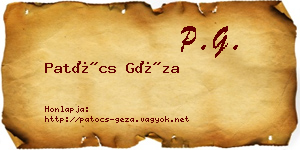 Patócs Géza névjegykártya