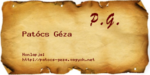 Patócs Géza névjegykártya