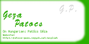 geza patocs business card